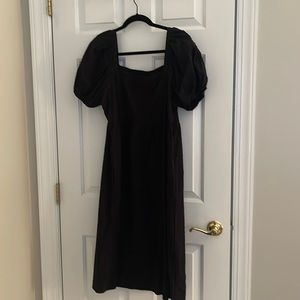 Black dotted puff sleeve dress with pockets. A New Day, size M.